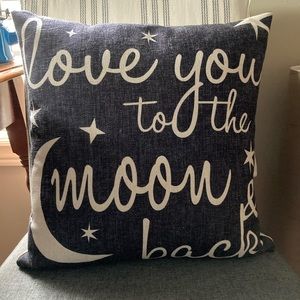 Love You To The Moon & Back Linen Indoor/Outdoor pillow Water repellent 16x16”